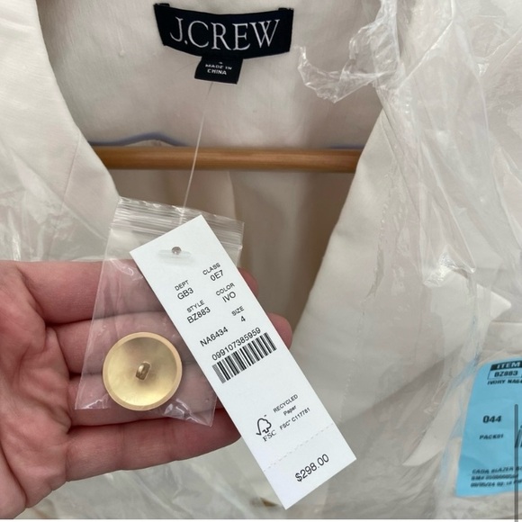 J. Crew - Madelyn Blazer in Linen Blend - Color Ivory - Size 4 - BZ883 - NWT - Picture 11 of 14